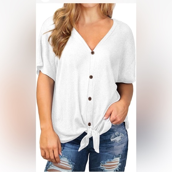 olrik Tops - Unused with tags Olrik white waffle button down short sleeve size plus 4X
